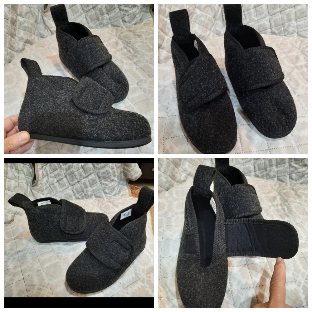 Black wool bootie slippers ladies 6